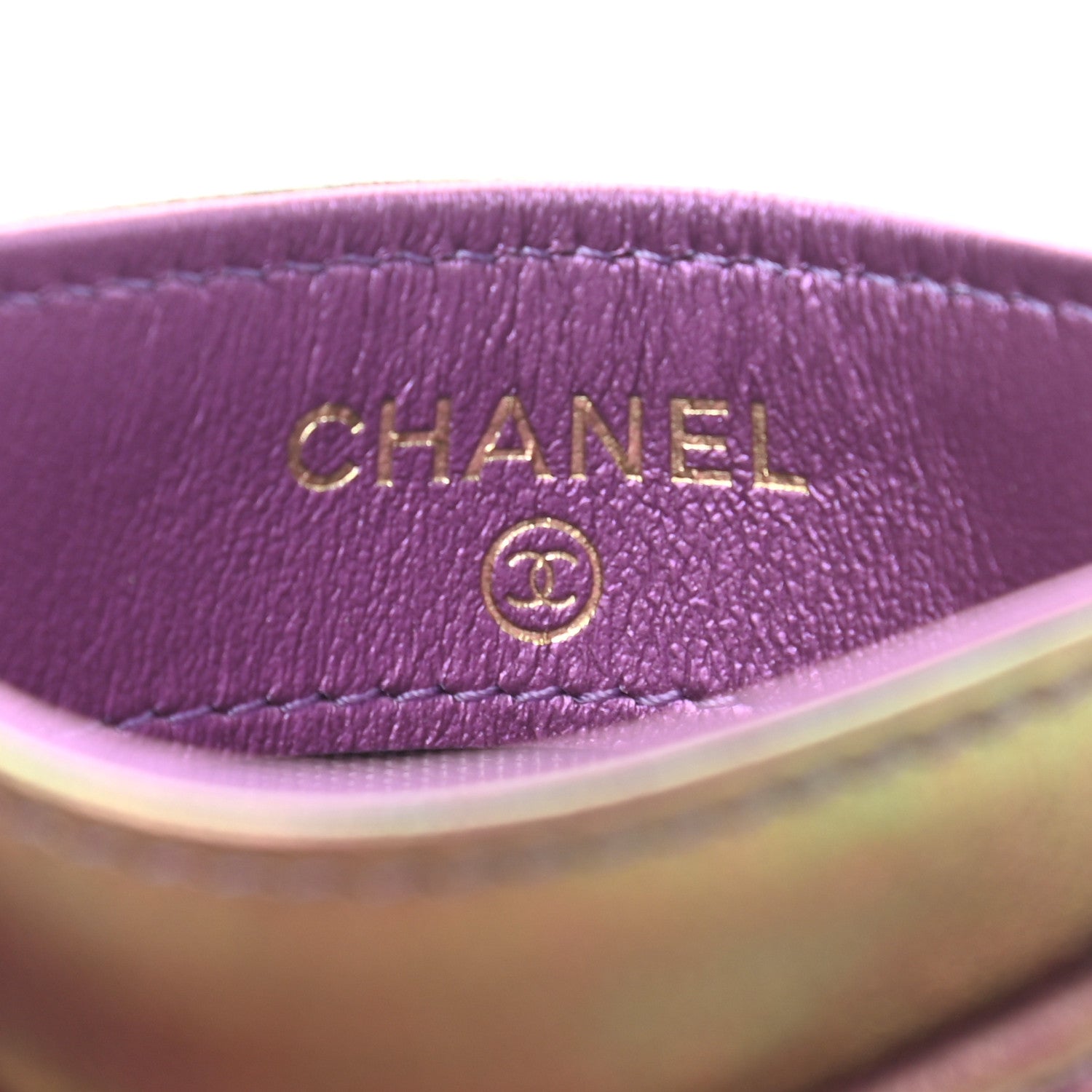 Chanel Iridescent Lambskin Quilted Card Holder Purple 6 of 8