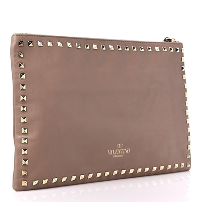 Valentino Garavani Vitello Large Rockstud Zip Wristlet Pouch Poudre 3 of 10