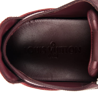 Louis Vuitton Calfskin Suede Damier Infini Aventure Zip Up Sneakers 10 Bordeaux 6 of 7