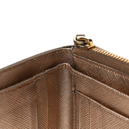 Prada Metallic Saffiano Metal Compact Zip Around Wallet Bronzo 14 of 16