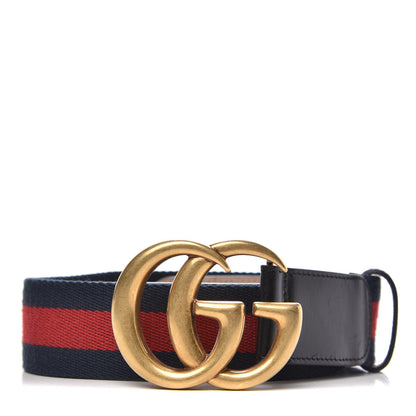 Gucci Nylon Calfskin Double G Web 40mm Belt 90 36 Blue Red Black 1 of 5