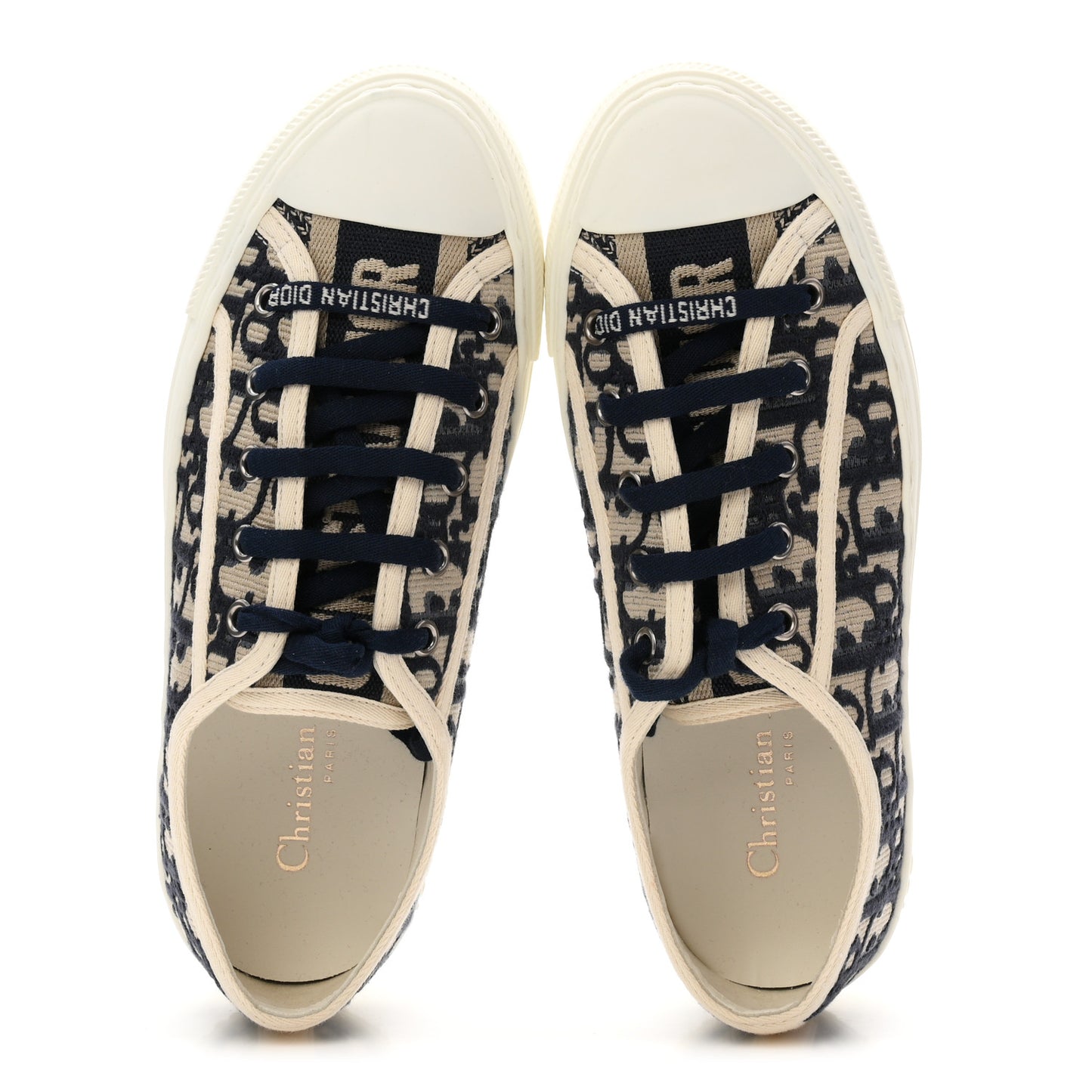 Canvas Oblique Walk'N'Dior Low Top Platform Sneakers 36.5 Deep Blue