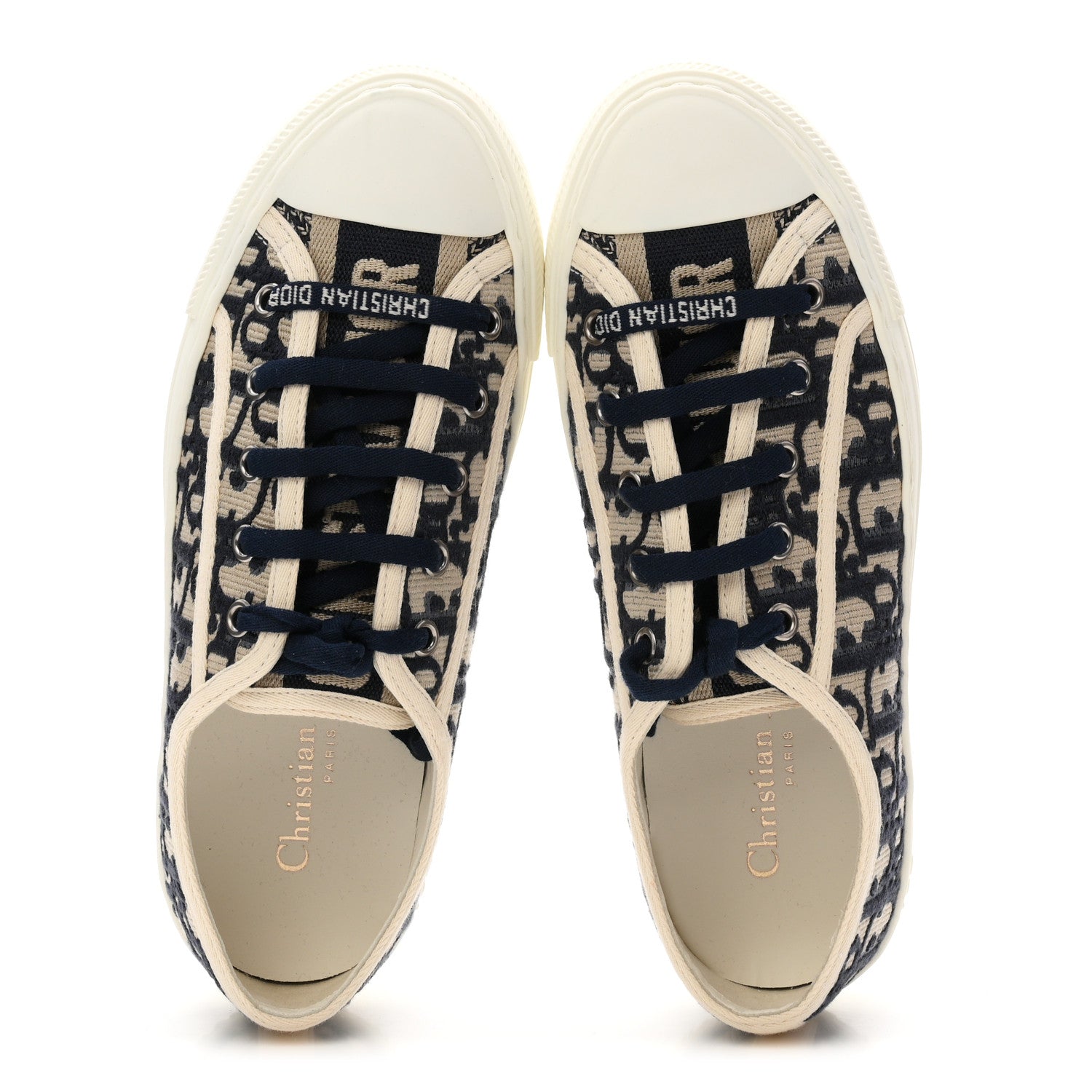 Christian Dior Canvas Oblique Walk'N'Dior Low Top Platform Sneakers 36.5 Deep Blue 2 of 9