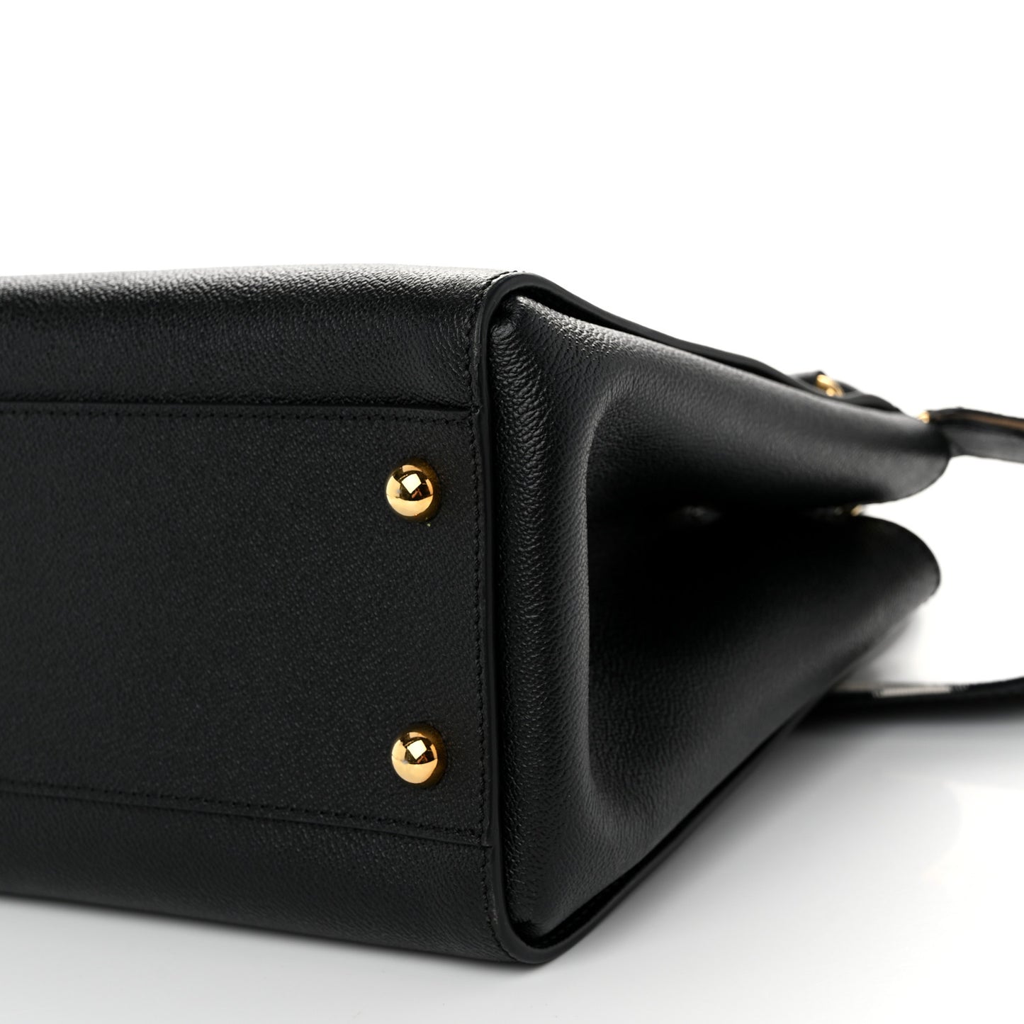 Soft Grain Calfskin Medium Buckle Tote Black