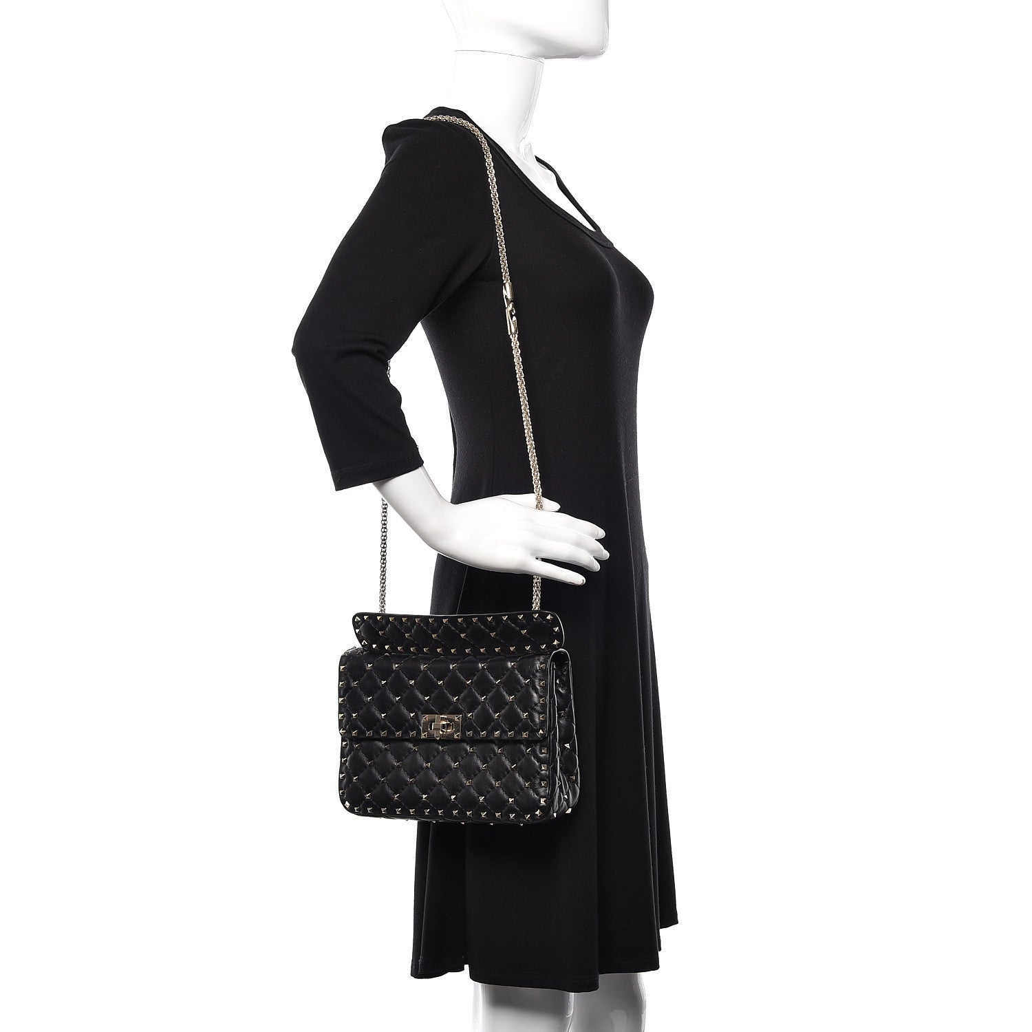 Valentino Garavani Lambskin Medium Rockstud Spike Shoulder Bag Black 2 of 10