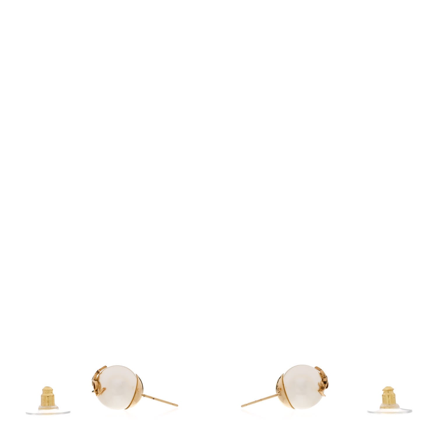 Saint Laurent Metal Pearl Cassandre Earrings Gold Cream 3 of 4