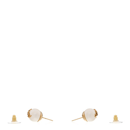Saint Laurent Metal Pearl Cassandre Earrings Gold Cream 3 of 4
