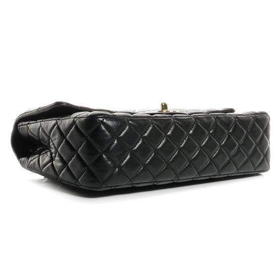 Lambskin Quilted Valentine Charms Medium Single Flap Black