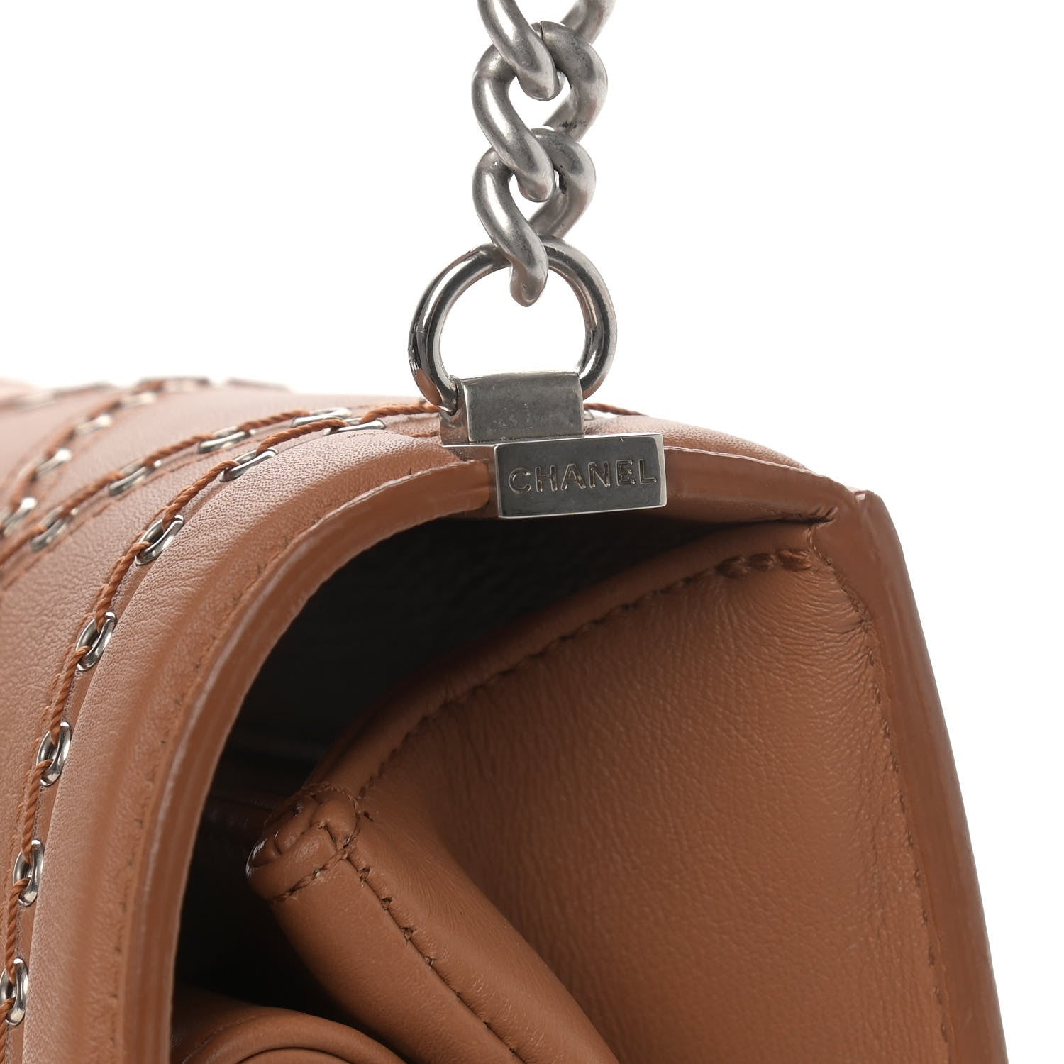 Chanel Calfskin Coco Eyelets Small Flap Bag Camel 10 of 10