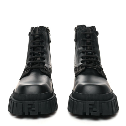 Fendi Vitello Fabric Jacquard FF 1974 Mens Fendi Force Ankle Combat Boots 6 Black Grigio 2 of 8