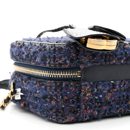 Chanel Tweed Snakeskin Quilted Small CC Filigree Vanity Case Navy Multicolor 9 of 11