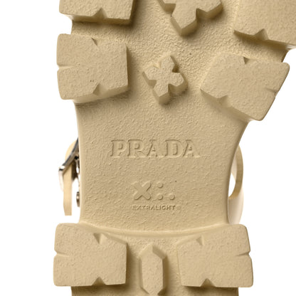 Prada Foam Rubber Metal Triangle Logo Monolith 55mm Cage Sandals 39 Quarzo 6 of 8