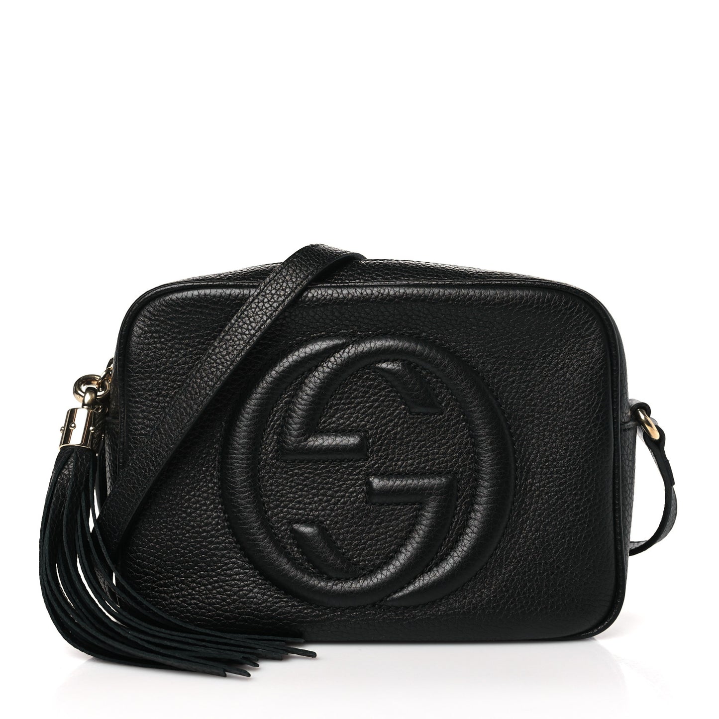 Pebbled Calfskin Small Soho Disco Bag Black