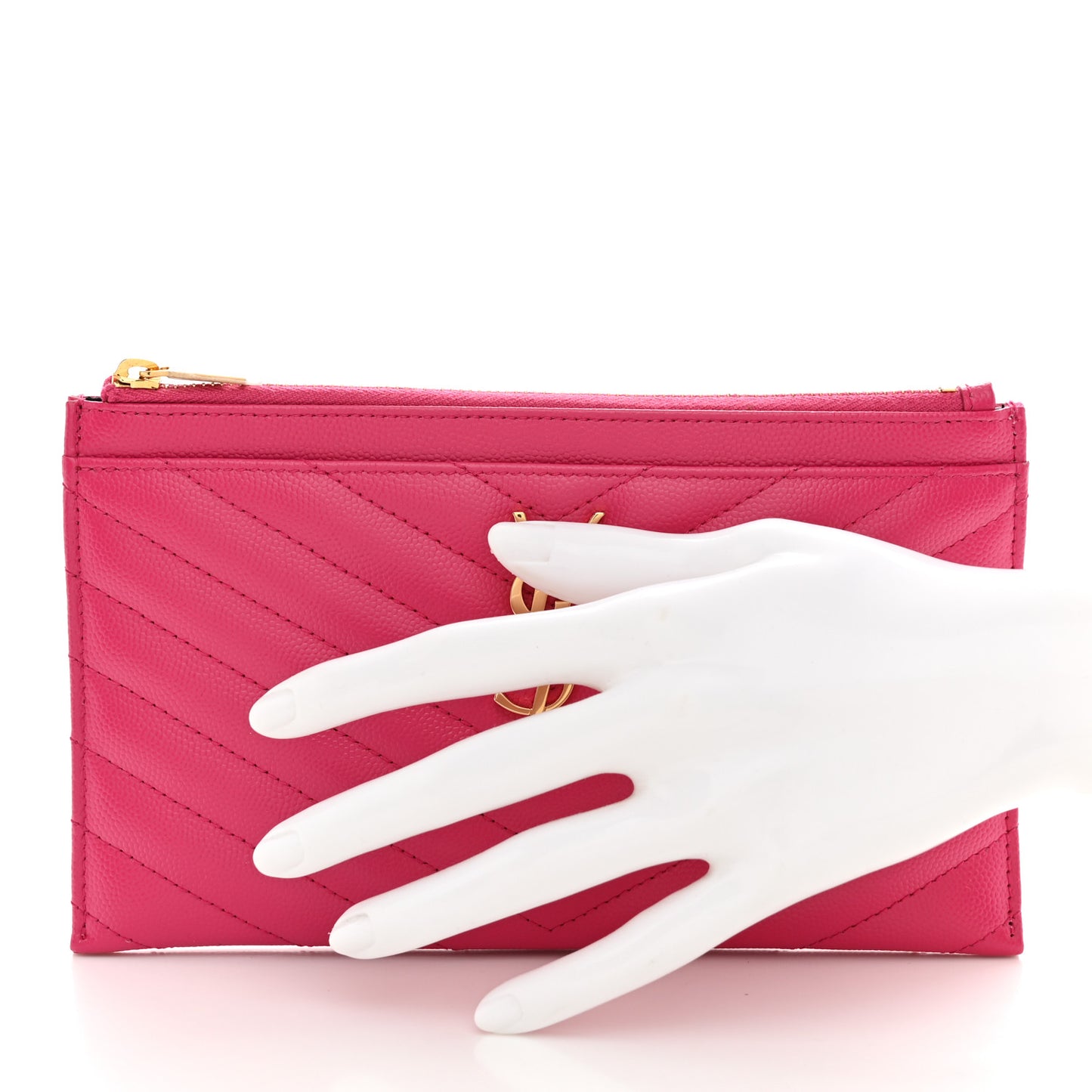 Grain De Poudre Chevron Monogram Bill Pouch Fresh Fuxia