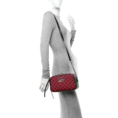 Gucci Monogram Multicolor Matelasse Diagonal Small GG Marmont Chain Shoulder Bag Red Blue Yellow Green Pink 2 of 10