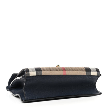 Burberry Derby Calfskin House Check Small Macken Crossbody Bag Ink Blue 4 of 8