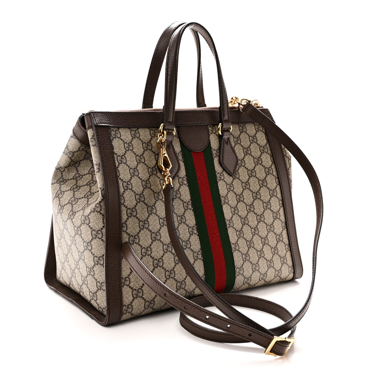 Gucci GG Supreme Monogram Web Medium Ophidia Tote Bag Brown 3 of 10