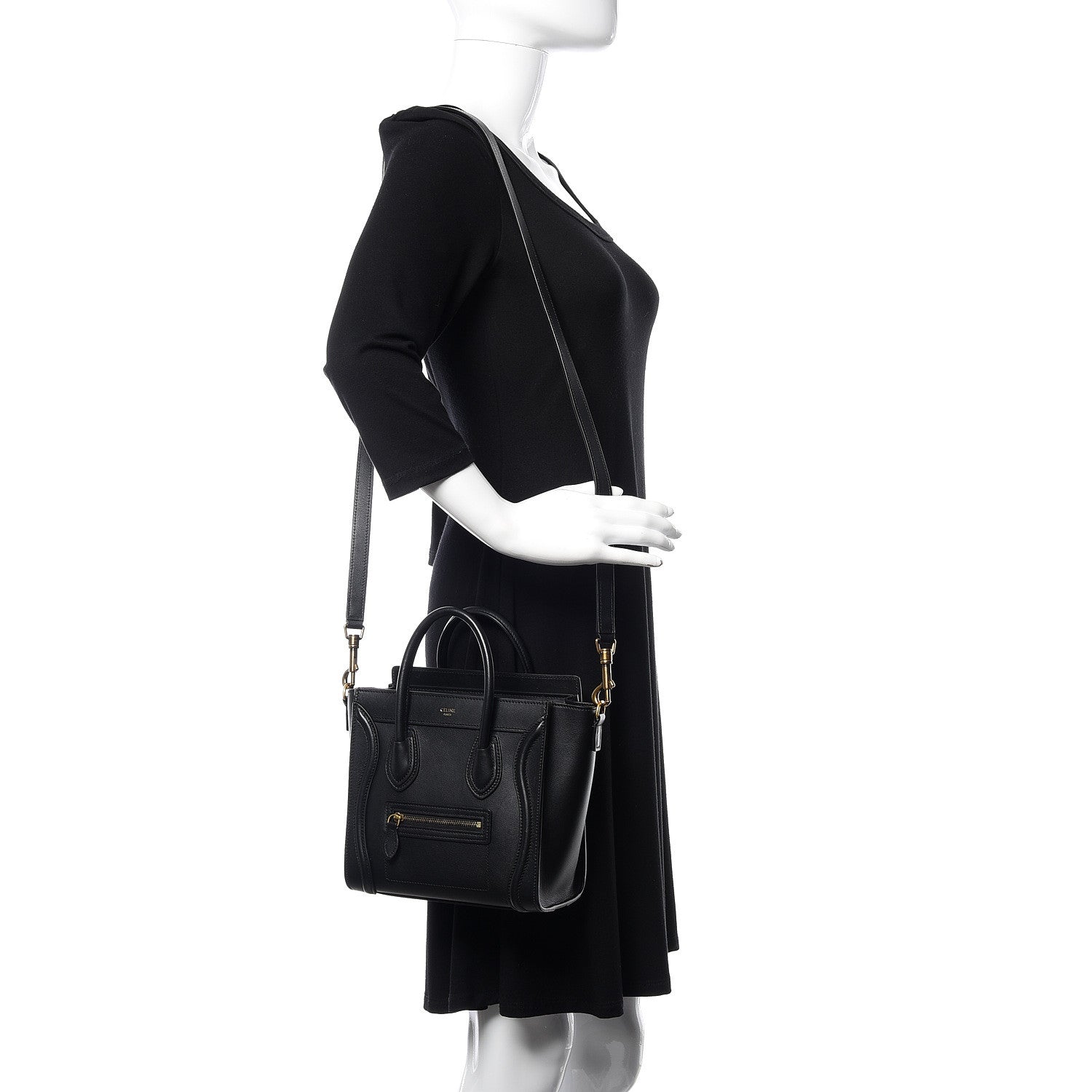 Celine Smooth Calfskin Nano Luggage Black 2 of 14