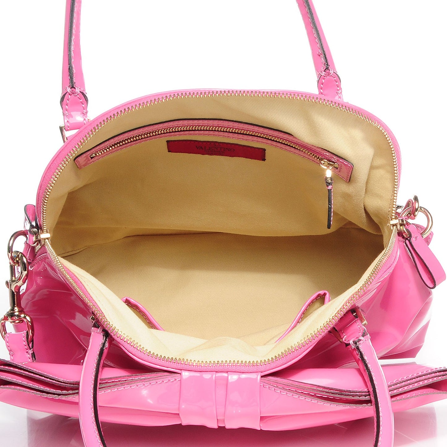 Patent Lacca Bow Dome Tote Pink