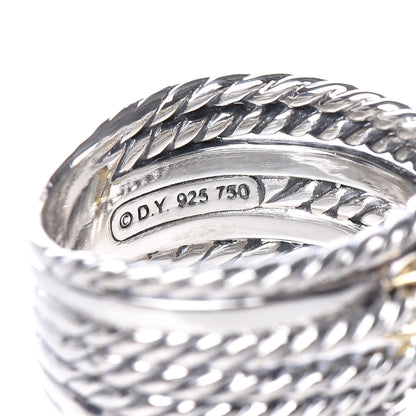 David Yurman Sterling Silver 18K Yellow Gold Double X Crossover Ring 54 7 4 of 4