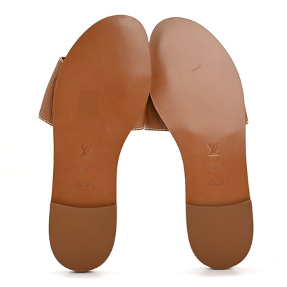 Louis Vuitton Calfskin Lock It Flat Mule 38 Cognac 6 of 9