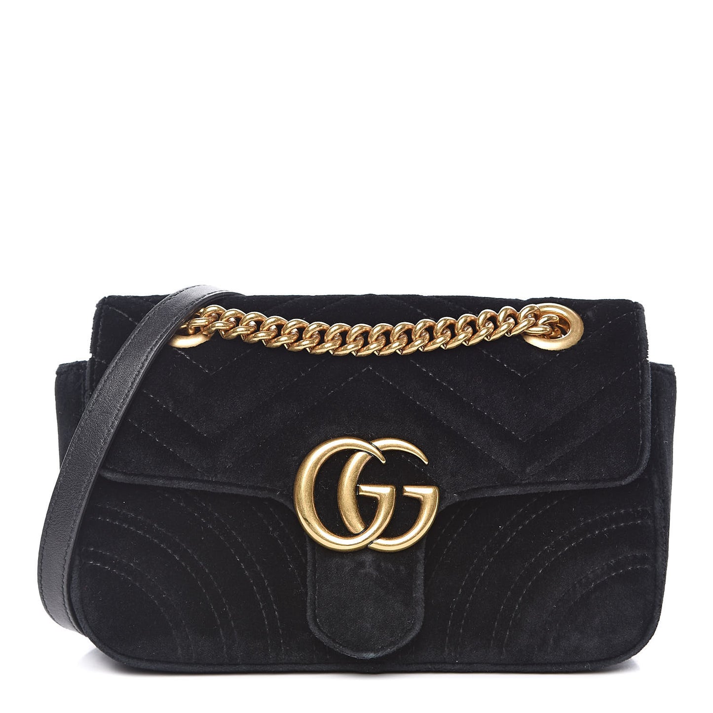 Velvet Matelasse Mini GG Marmont Shoulder Bag Black