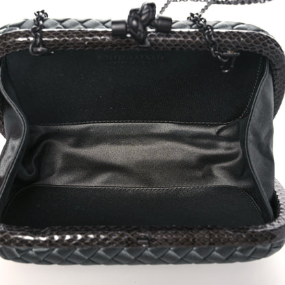 Bottega Veneta Satin Intreccio Impero Ayers Knot Clutch Grey 5 of 9