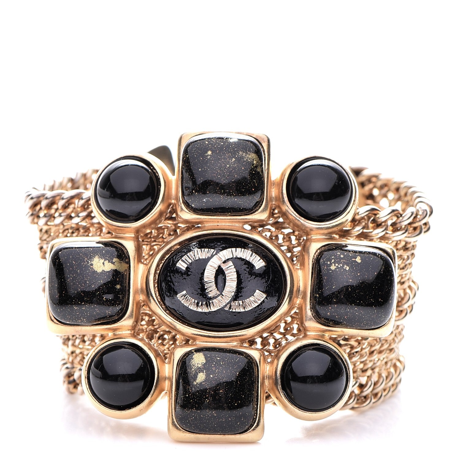 Chanel Beaded Gripoix Bracelet Black Gold 1 of 5