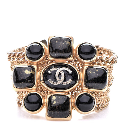 Chanel Beaded Gripoix Bracelet Black Gold 1 of 5