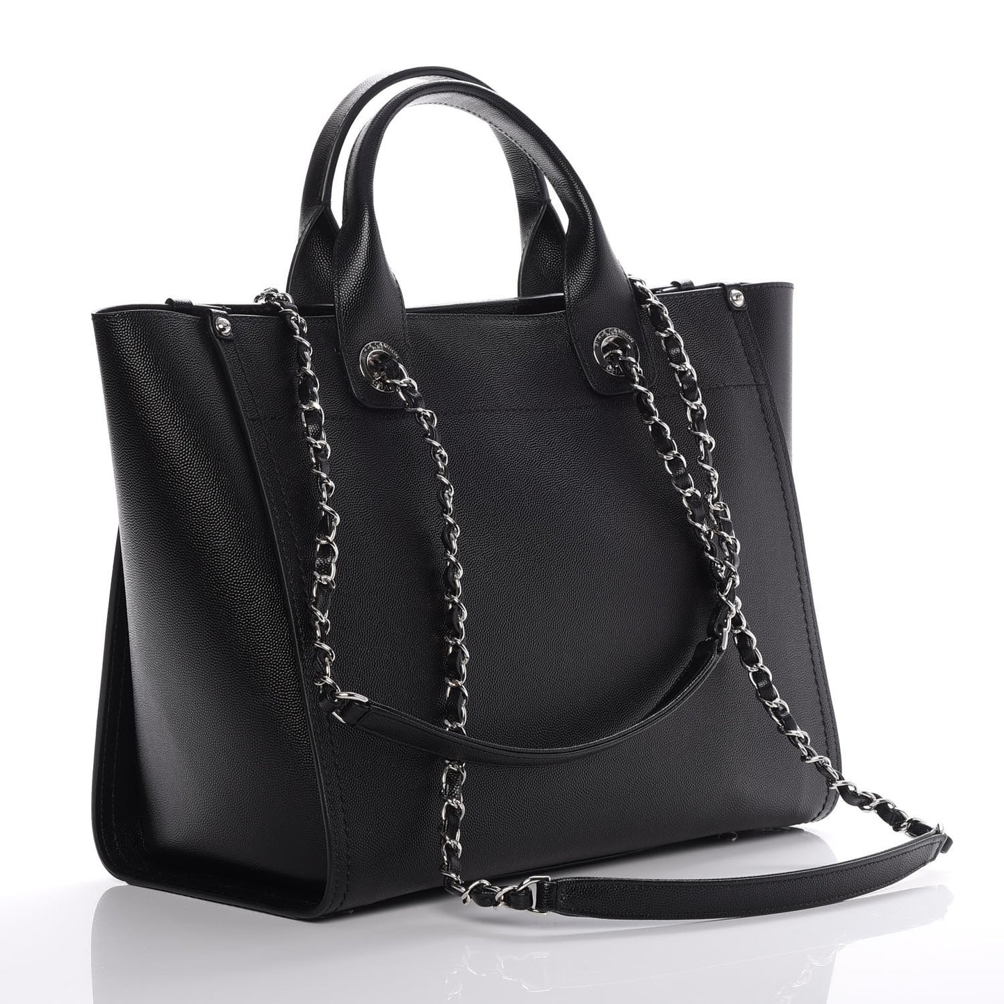 Caviar Small Studded Deauville Tote Black