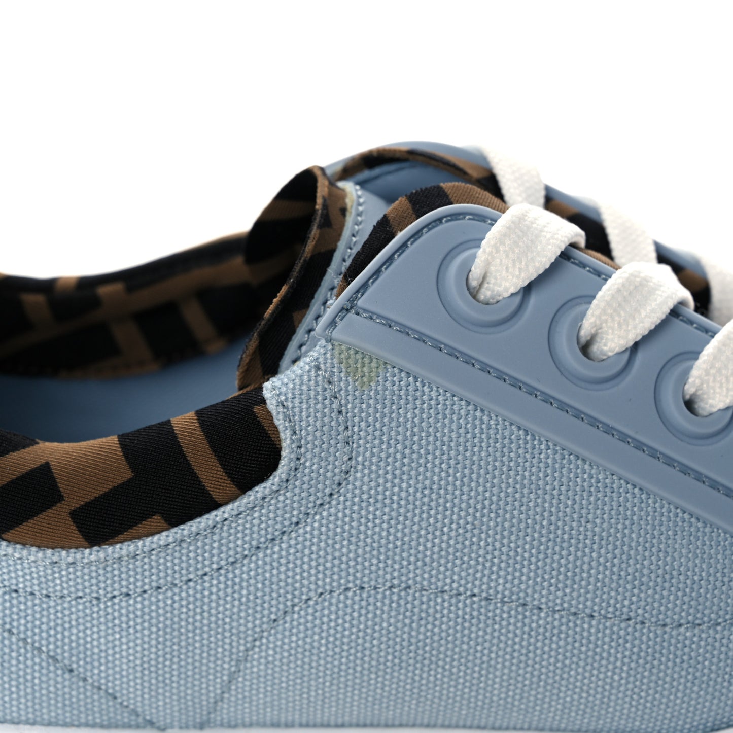 Canvas Lycra TPU FF Womens Fendi Force Low Top Sneakers 38 Sky Tobacco Black