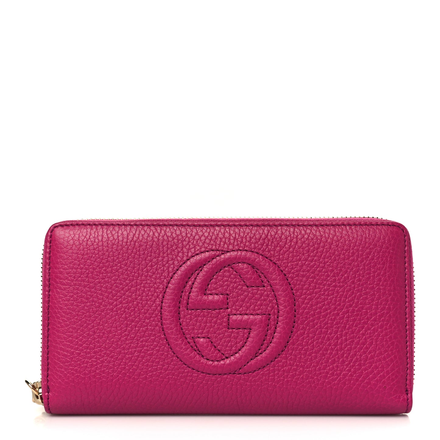 Pebbled Calfskin Soho Zip Around Wallet Bright Bougainvillea