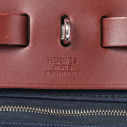 Hermes Toile Vache Hunter Herbag Zip 39 MM Bleu Marine Rouge H 8 of 11