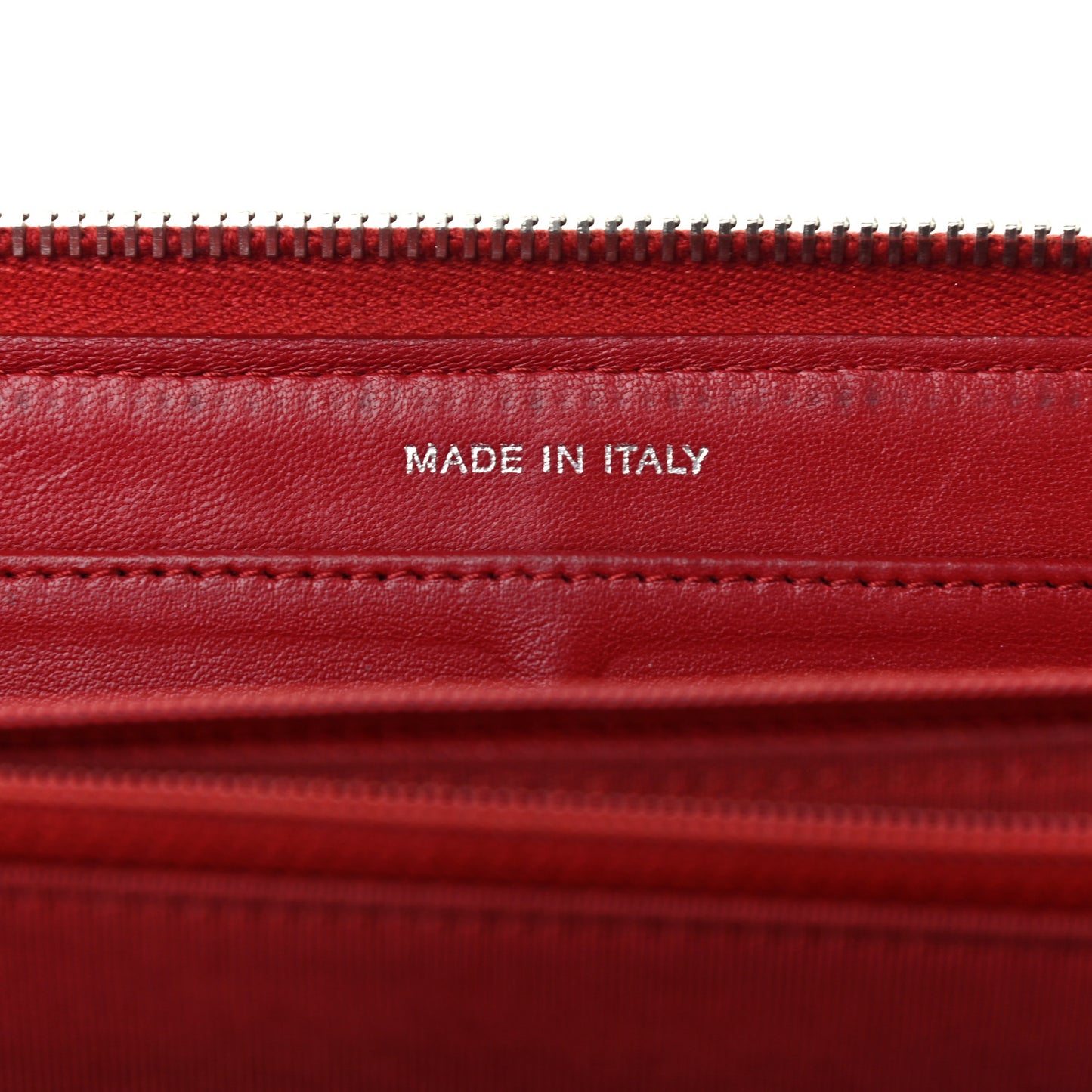 Lambskin Quilted Large Gusset Zip Around Wallet Red