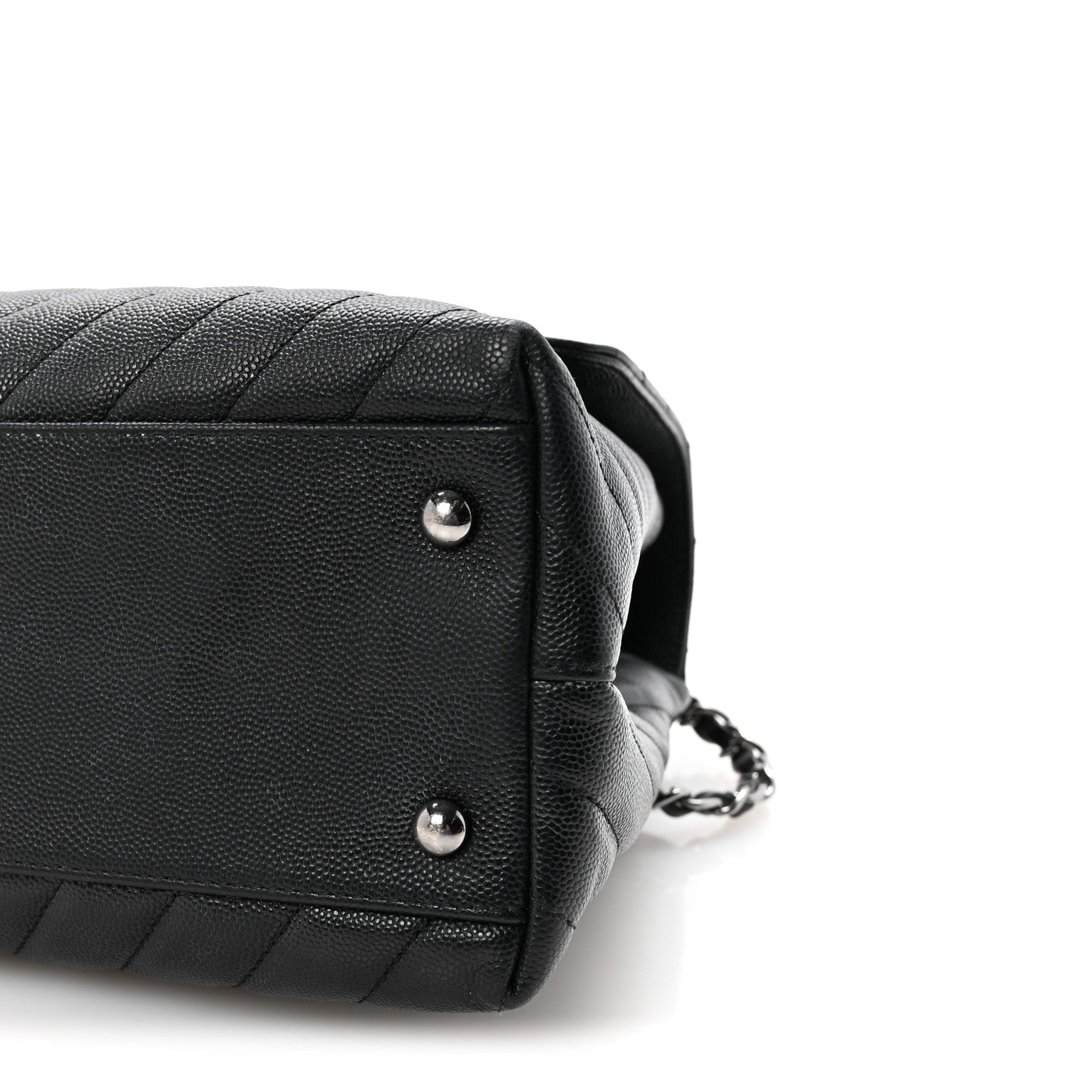 Chanel Caviar Chevron Quilted Medium Coco Handle Flap Black