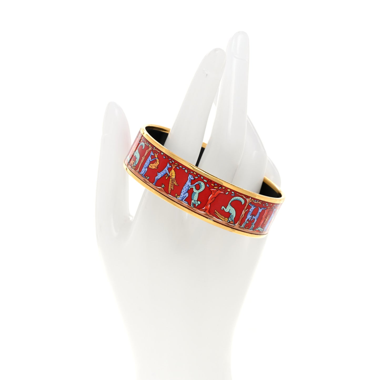 Enamel Printed Alphabet Animaux Wide Bracelet 70