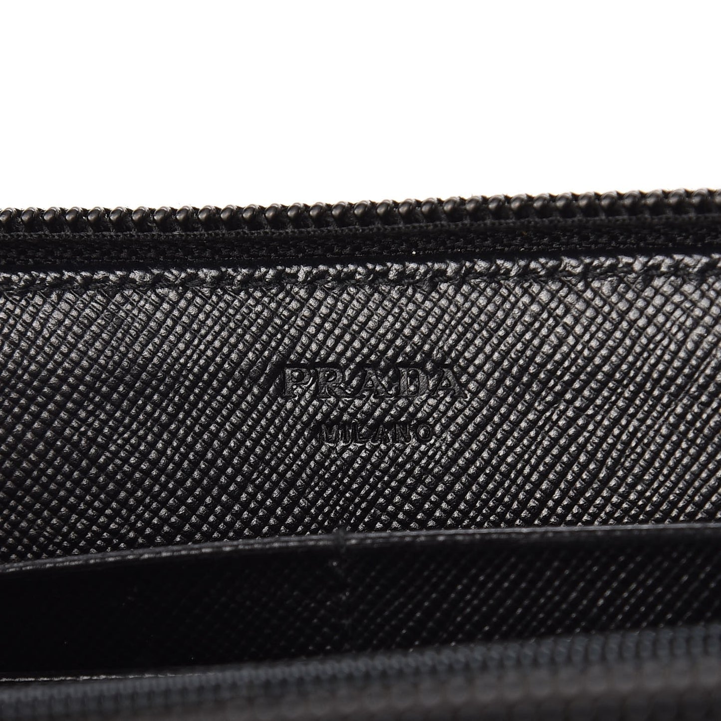 Saffiano Triangle Zip Around Wallet Black