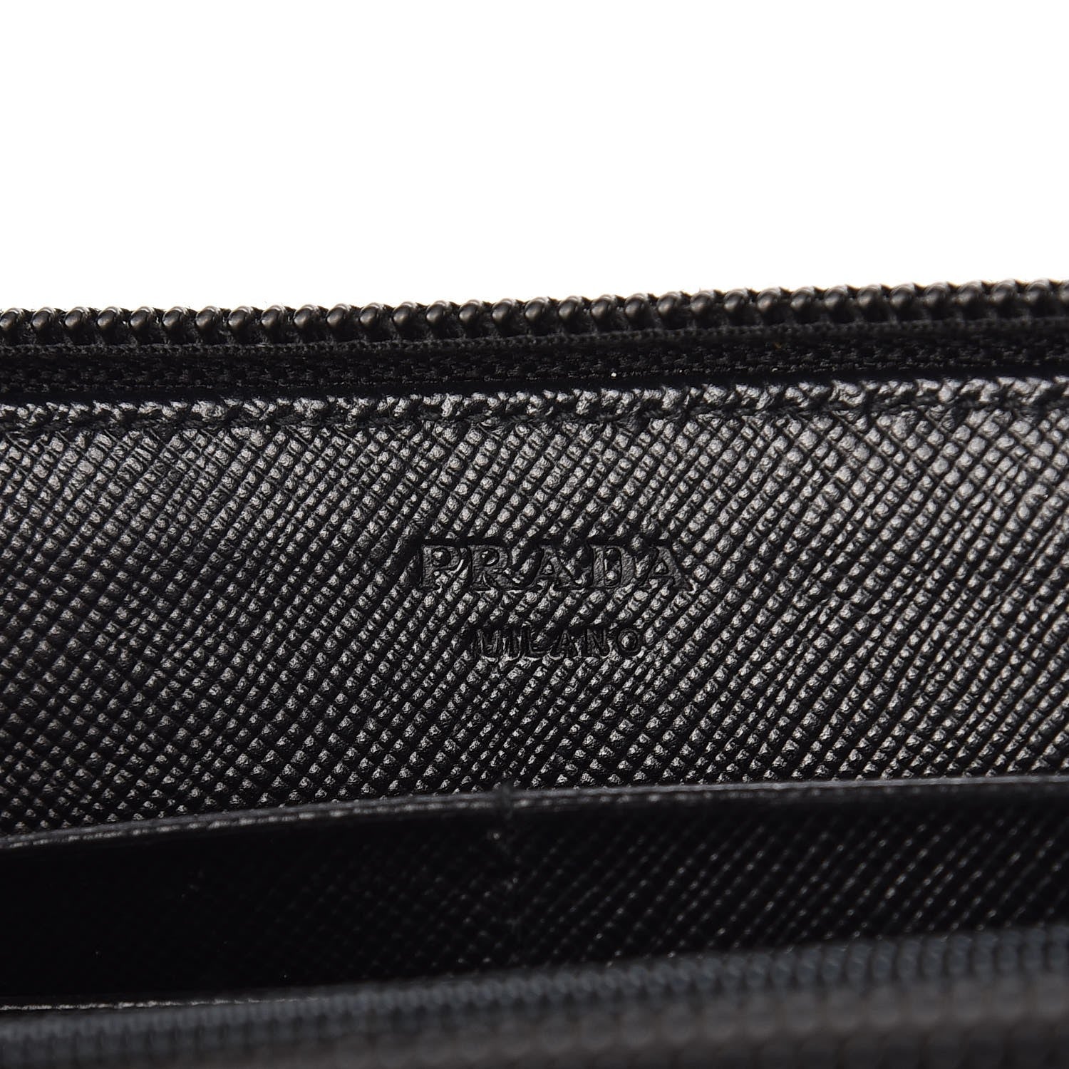 Prada Saffiano Triangle Zip Around Wallet Black 5 of 9