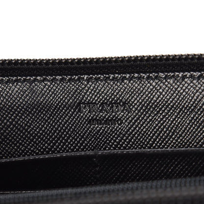 Prada Saffiano Triangle Zip Around Wallet Black 5 of 9