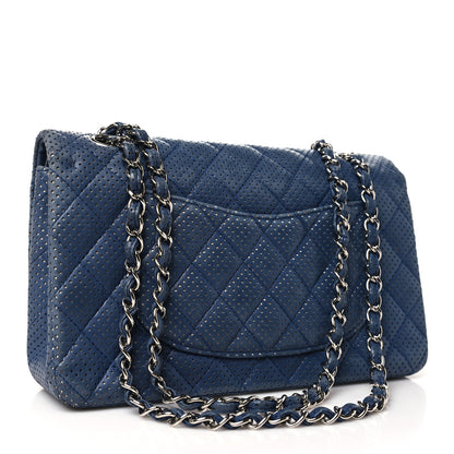 Chanel Lambskin Perforated Medium Double Flap Blue 3 of 14