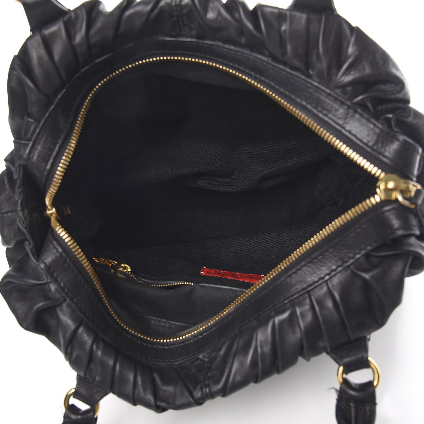 Lambskin Pleated Studded Maizeon Tote Black