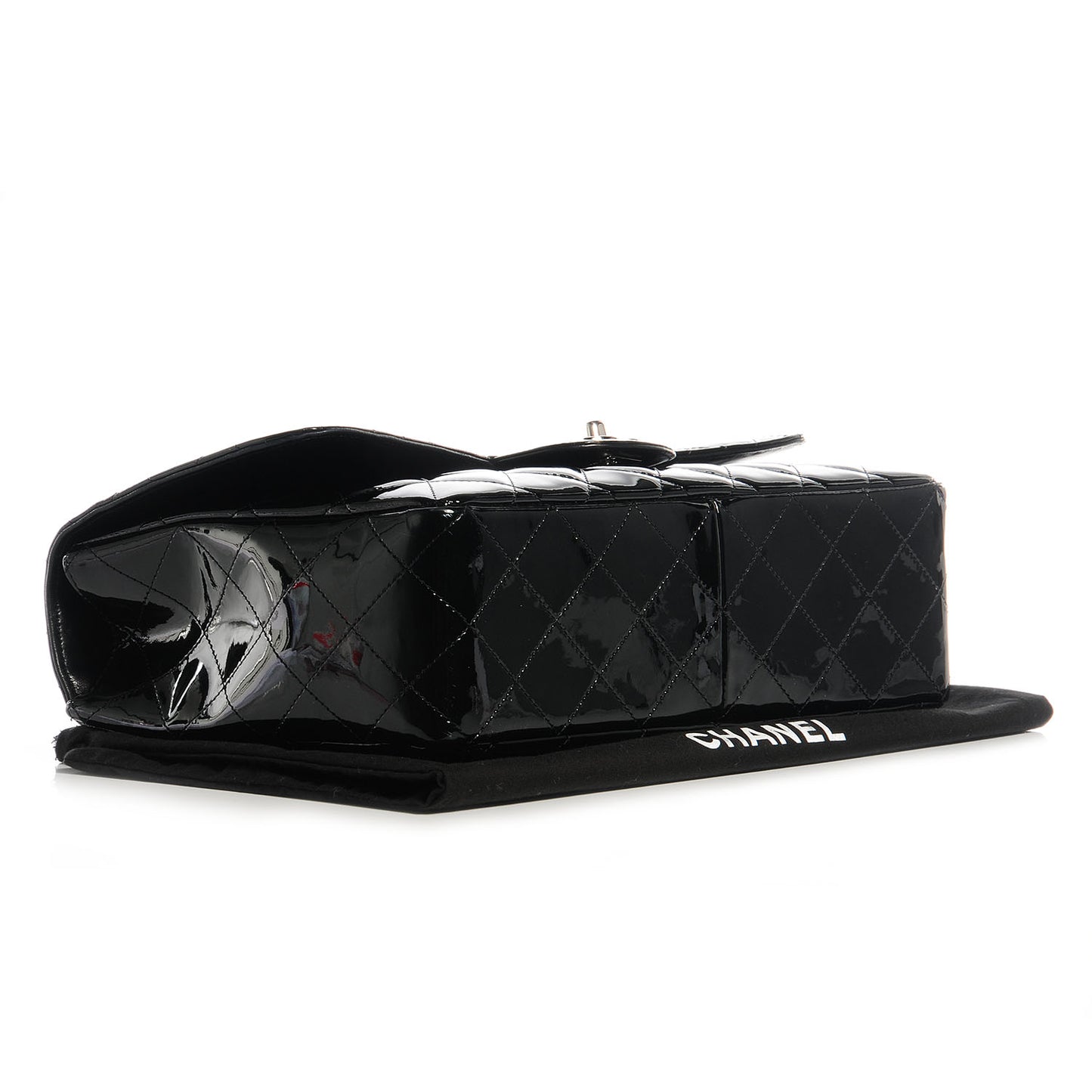 Glitter Patent Jumbo Single Flap Black