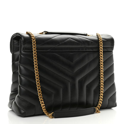 Saint Laurent Calfskin Y Quilted Monogram Medium Loulou Chain Satchel Black 3 of 10