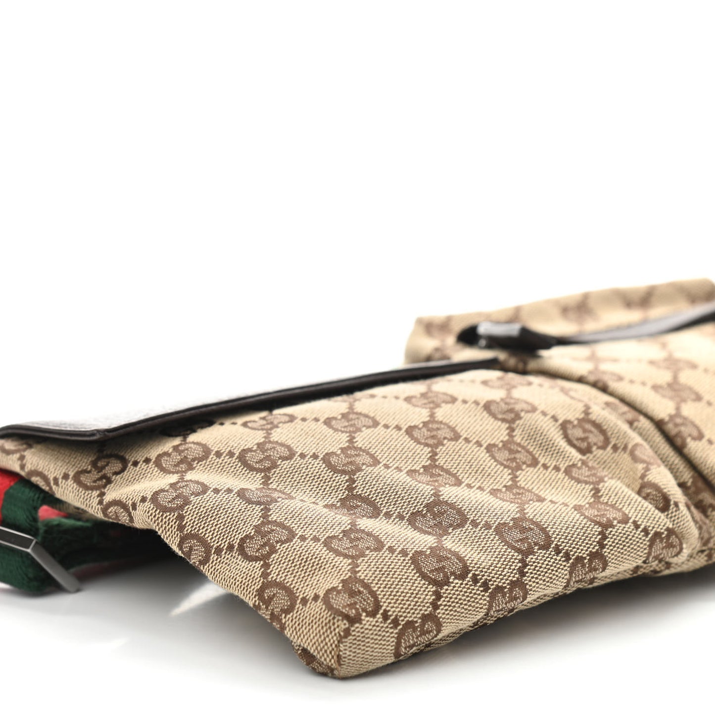 GG Monogram Web Double Pocket Belt Bag Dark Brown