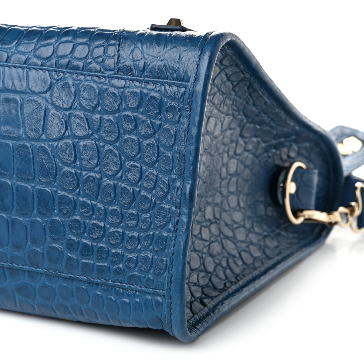 Balenciaga Calfskin Crocodile Embossed Classic Silver Hardware City Bleu Marine 11 of 12