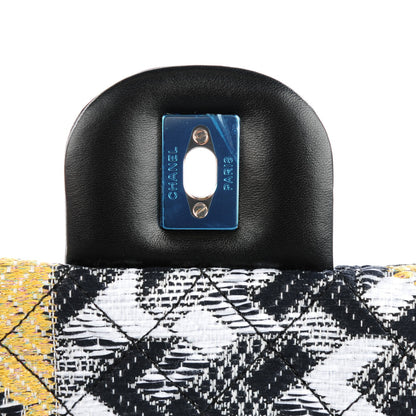 Chanel Tweed Strass Quilted XXL Plane Flap Black White Navy Yellow 15 of 24