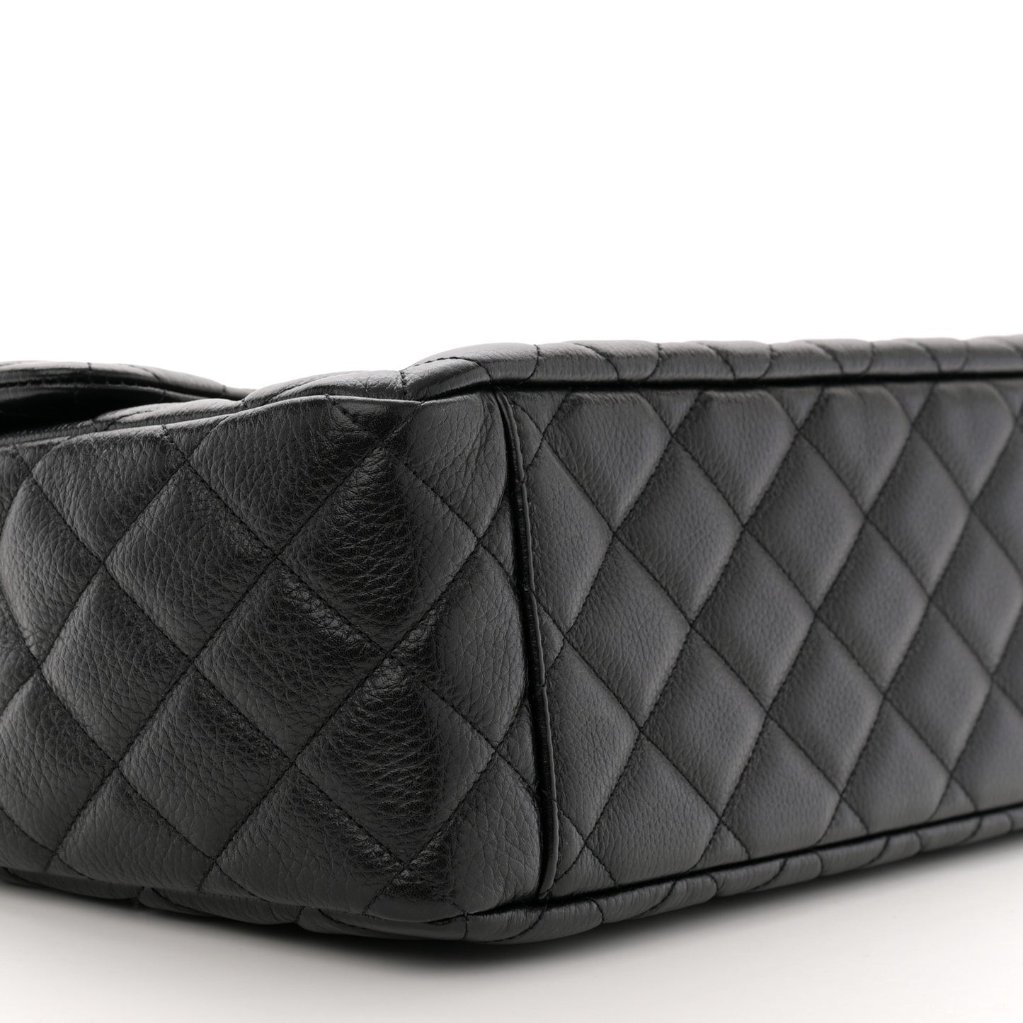 Grained Calfskin Quilted XXL Travel Flap Bag Black