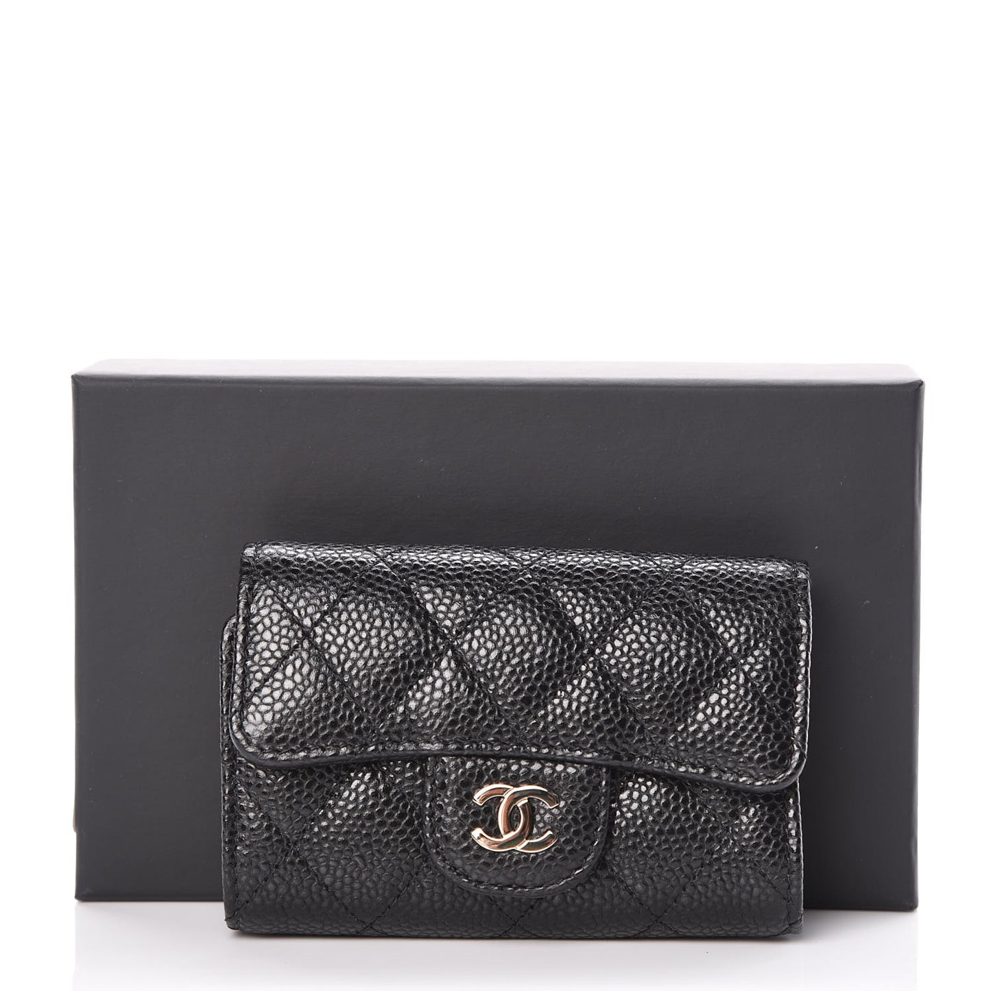Caviar Quilted Classic 4 Key Holder Wallet Black