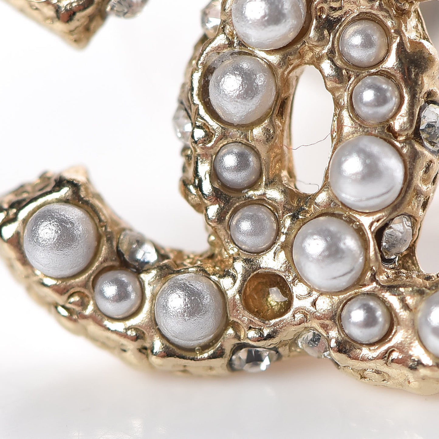 Pearl Crystal CC Earrings Light Gold