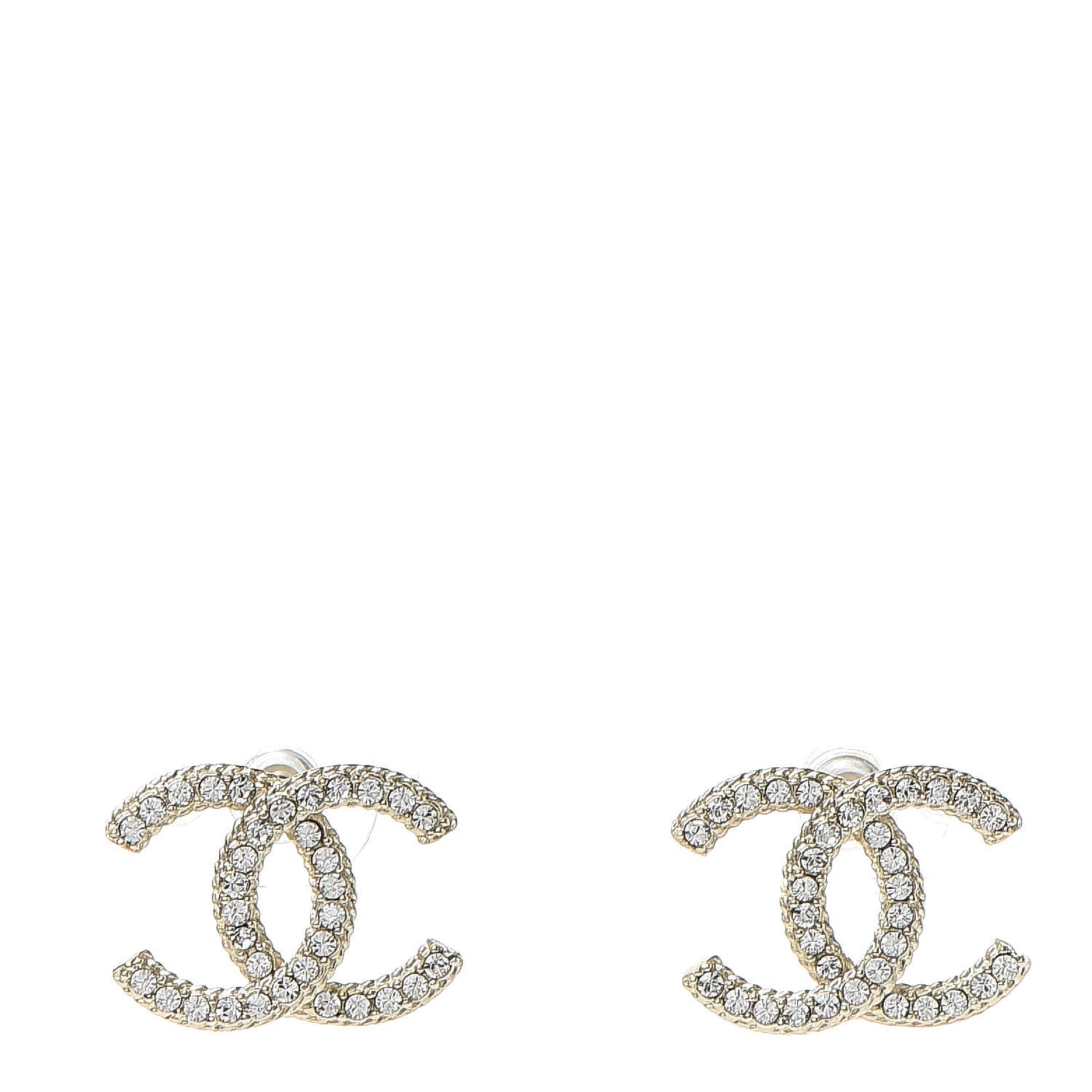 Chanel Crystal CC Earrings Gold 1 of 5